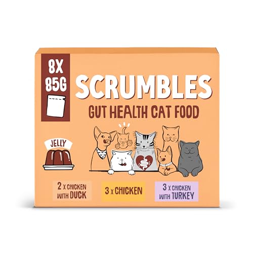 Scrumbles Grain Free Wet Cat J...lly Meat Pouch Selection 8x85g - down 16.39% (£0.98) to £5.00 from £5.98