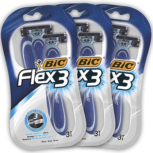 BIC Flex3 Men's Disposable Razors - Bundle of 3 Packs of 3 - down 60.56% (£6.05) to £3.94 from £9.99