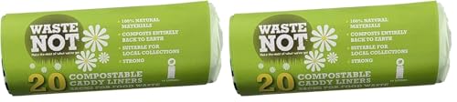 Waste Not Compostable Caddy Li...pacity, Roll of 20 (Pack of 2) - down 69.70% (£9.20) to £4.00 from £13.20