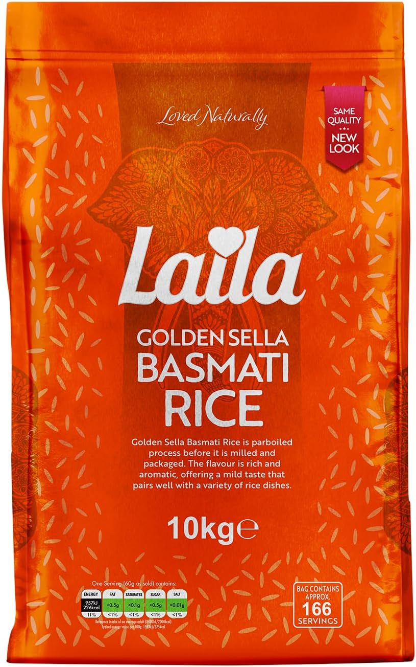 Laila Sella Basmati Rice 10 Kg...nt - Golden Sella Basmati Rice - down 26.63% (£4.90) to £13.50 from £18.40