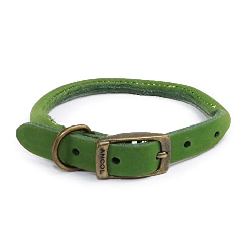 Ancol Timberwolf Round Leather Collar Green 28-36cm Size 3 - down 35.91% (£2.69) to £4.80 from £7.49