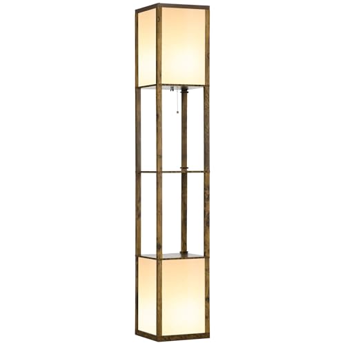 HOMCOM Floor Lamp with Shelves...ulb not Included, Rustic Brown - down 21.28% (£10.00) to £36.99 from £46.99