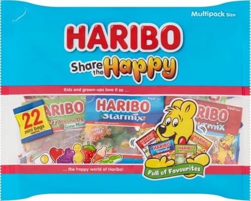HARIBO Share the Happy 22 x 16...ini Bags Party Multipack, 352g - down 24.50% (£0.73) to £2.25 from £2.98