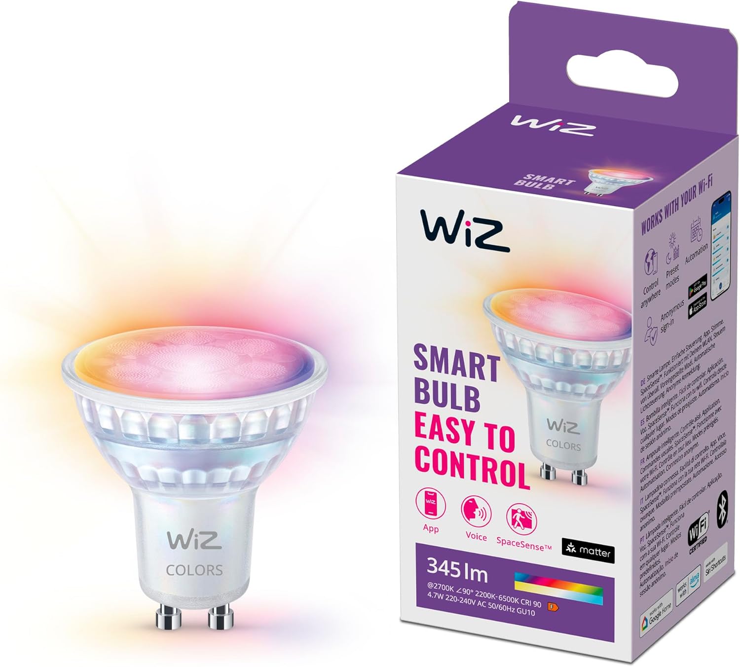 WiZ Smart LED Glass Bulb, Voic...x Mode, Bedroom, Party, 1 Pack - down 10.07% (£0.60) to £5.36 from £5.96