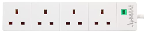 PRO ELEC PL09211 4 Gang Surge ...ected Extension Lead White, 8m - down 24.91% (£3.32) to £10.01 from £13.33