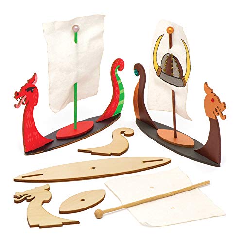 Baker Ross AW671 Viking Longboat Kits (Pack of 3), Wooden - down 65.43% (£12.21) to £6.45 from £18.66