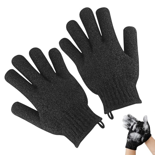 1 a Pair Exfoliating Gloves - ...Dead Skin Cell Remover - Black - down 32.97% (£1.22) to £2.48 from £3.70