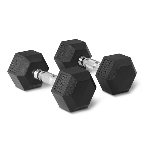 Amazon Basics Rubber Encased H...bbell Weights Set, 8 kg, Black - down 34.15% (£14.34) to £27.65 from £41.99