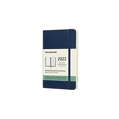 Moleskine Weekly Planner 2022,...olour Sapphire Blue, 144 Pages - down 71.56% (£7.85) to £3.12 from £10.97