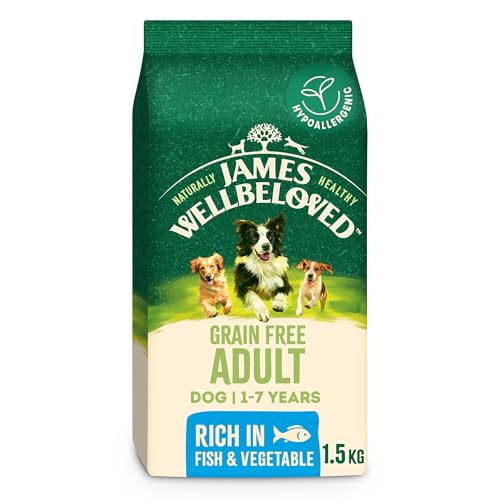 James Wellbeloved Dog Adult Hy...rain Free Fish and Rice 1.5 kg - down 37.21% (£4.74) to £8.00 from £12.74