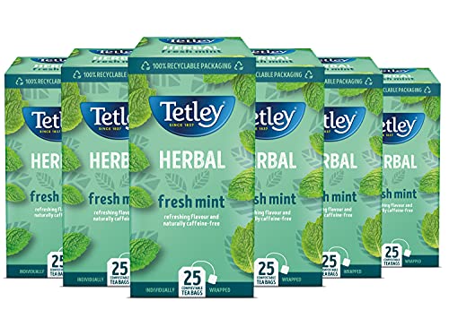 Tetley Fresh Mint Tea Bags - R...fied - 150 Teabags (6x25 Pack) - down 39.95% (£4.99) to £7.50 from £12.49