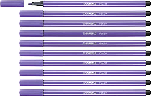 Premium Felt Tip Pen - STABILO Pen 68 violet Box of 10 - down 55.35% (£6.98) to £5.63 from £12.61
