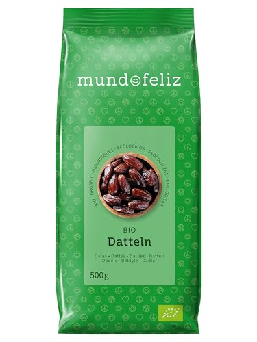 Mundo Feliz - Organic Dried Pitted Dates 2 x 500 g - down 23.49% (£1.67) to £5.44 from £7.11