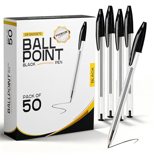G4GADGET Pack of 50 Black Pens...ting Black Biro Ballpoint Pens - down 18.02% (£1.44) to £6.55 from £7.99