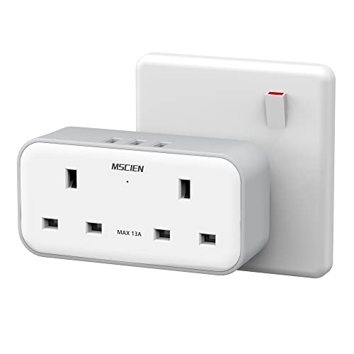 Plug Adapter with 3 USB, Mscie...Socket for Home Kitchen Office - down 53.83% (£14.82) to £12.71 from £27.53