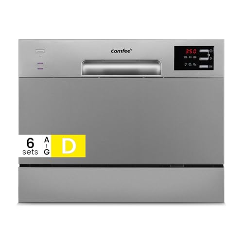 COMFEE' Table Top Dishwasher, 6 Place Settings, Silver - down 18.19% (£40.01) to £179.98 from £219.99