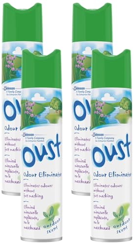 Oust Odour Eliminator Aerosol ...tdoor Scent, 300ml (Pack of 4) - down 36.11% (£2.60) to £4.60 from £7.20