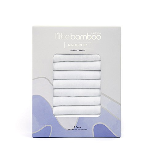Little Bamboo Muslin Squares Pack, White, 8 Count - down 20.01% (£3.80) to £15.19 from £18.99