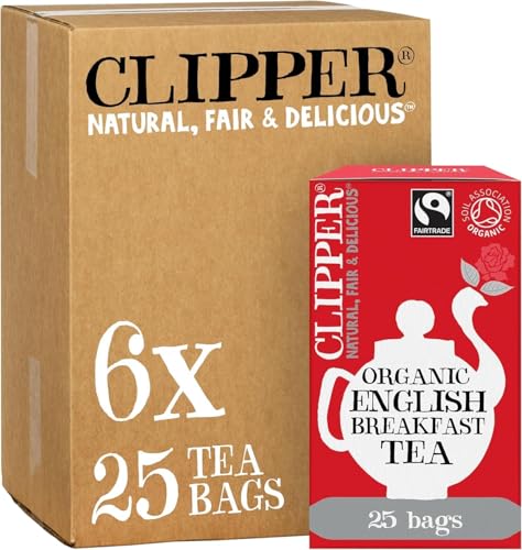 Clipper Organic Fairtrade Engl...kfast Black Tea 6 x 25 Teabags - down 54.47% (£8.41) to £7.03 from £15.44