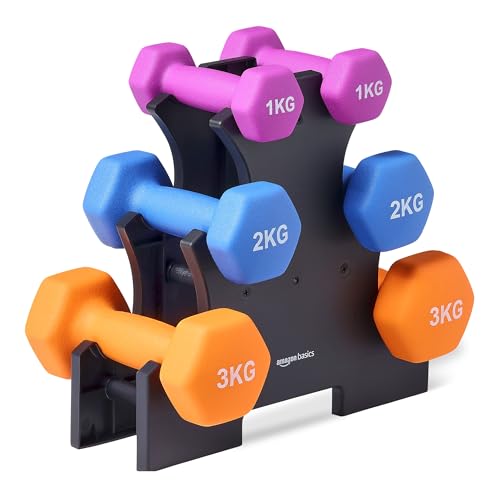 Amazon Basics Neoprene Dumbbel...(1 kg, 2 kg, 3 kg), Multicolor - down 6.75% (£1.77) to £24.47 from £26.24