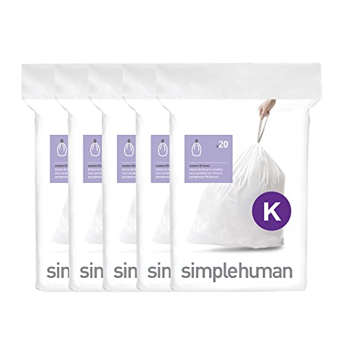 simplehuman Code K 100 Liners,...ring Tie Handle, 35-45L, White - down 37.46% (£11.98) to £20.00 from £31.98