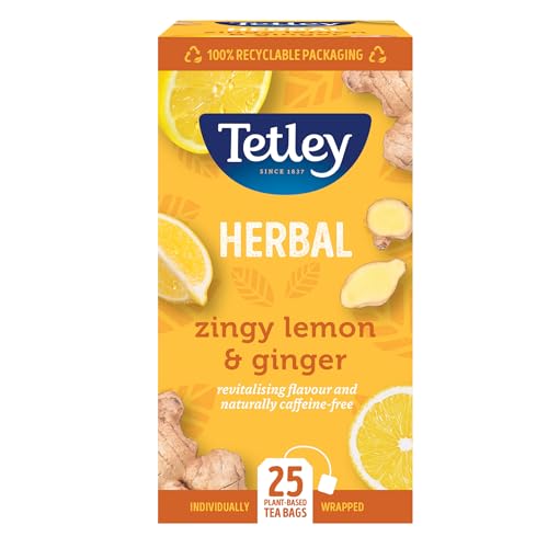 Tetley Zingy Lemon & Ginger He...ertified - 25 Teabags (1 Pack) - down 35.90% (£0.70) to £1.25 from £1.95
