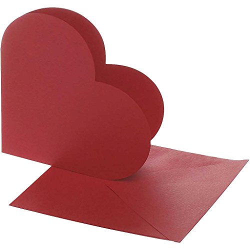 Heart-Shaped Cards, card size ...size 13,5x13,5 cm, red, 10sets - down 46.18% (£4.05) to £4.72 from £8.77