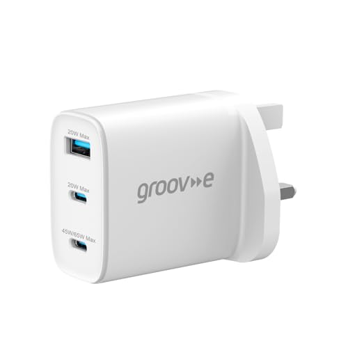 Groov-e GaN USB Wall Charger 6..., Tablets, and Laptops - White - down 10.01% (£2.90) to £26.07 from £28.97