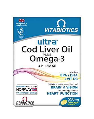 Vitabiotics Ultra Cod Liver Oil - 60 Capsules - down 40.99% (£2.41) to £3.47 from £5.88