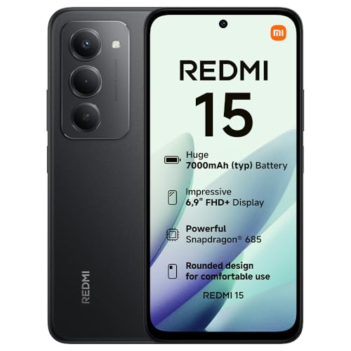XIAOMI Redmi 15, Smartphone 8+...y, Black, Charger Not Included - down 25.18% (£43.42) to £129.00 from £172.42