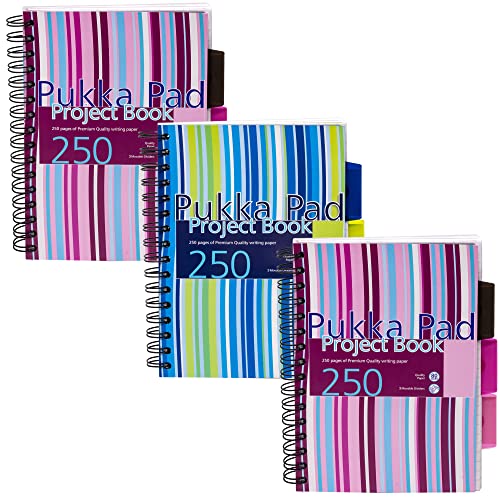 Pukka Pad, A5 Striped Project ...th Storage Pockets - 250 Pages - down 44.49% (£4.00) to £4.99 from £8.99