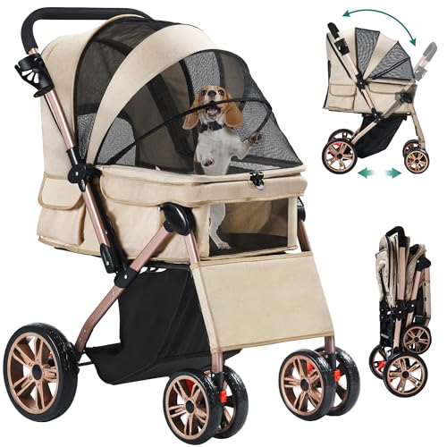 YITAHOME Foldable Dog Stroller...EVA Wheels with Brakes (Khaki) - down 9.09% (£7.00) to £69.99 from £76.99