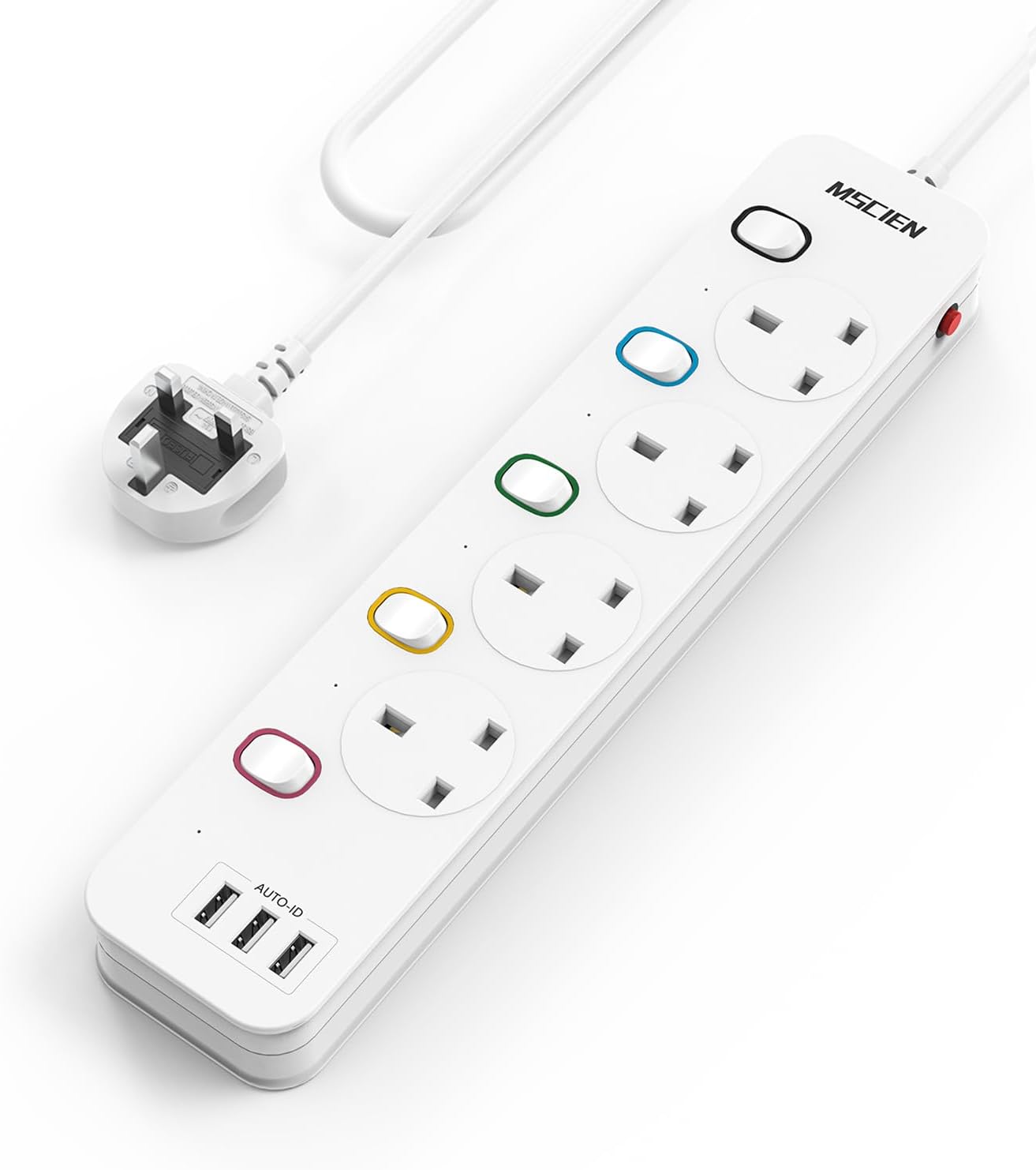 Mscien Extension Lead with USB...ps, 1.8 Meter Cable, 13A/3250W - down 54.34% (£20.22) to £16.99 from £37.21