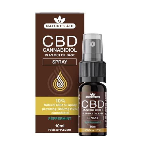 Natures Aid CBD Oil 10% Spray ...on – Natural Supplement – 10ml - down 10.53% (£1.21) to £10.28 from £11.49