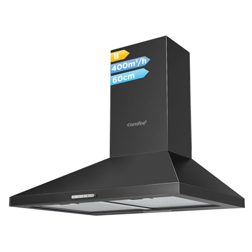 COMFEE' 60cm Chimney Cooker Hood, Wall Mounted, Black - down 27.12% (£18.60) to £49.98 from £68.58