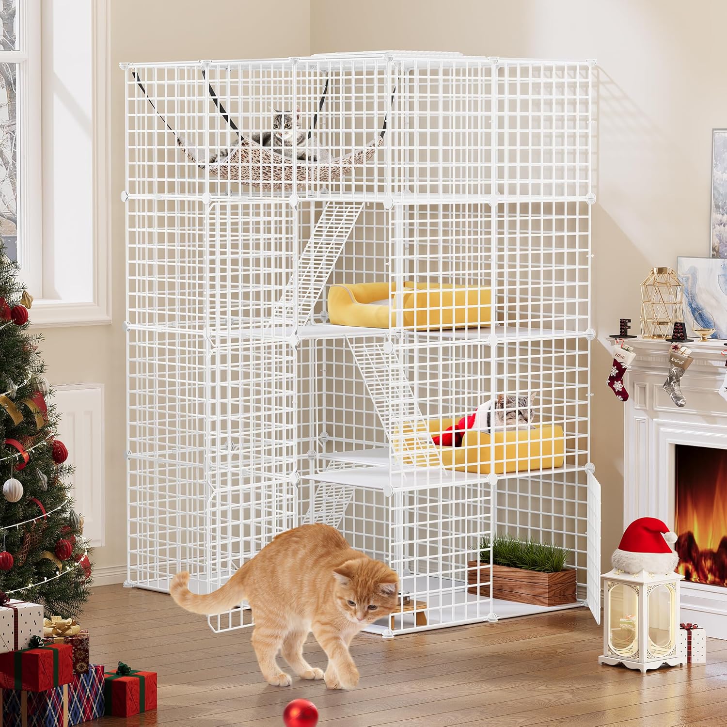 YITAHOME Large Cat Cage Indoor...Cats Bunny, White,107x72x142cm - down 14.90% (£7.00) to £39.99 from £46.99