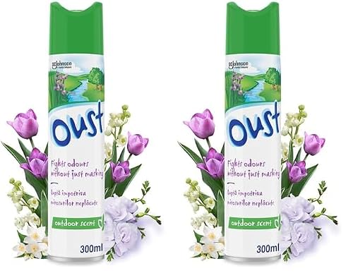Oust Odour Eliminator Aerosol ...tdoor Scent, 300ml (Pack of 2) - down 36.11% (£1.30) to £2.30 from £3.60