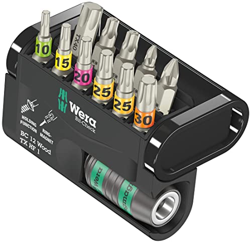 Wera Bit-Check 12 Wood TX, HF 1, 12PC - 05057435001 - down 16.29% (£4.64) to £23.84 from £28.48
