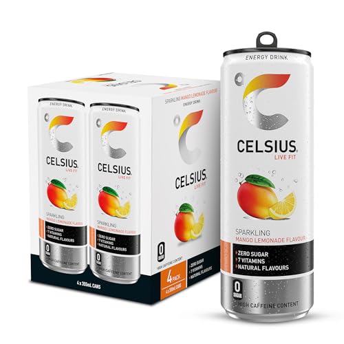 CELSIUS Energy Drink, Sparklin... Energy Drinks, 355 mL, 4-Pack - down 30.91% (£1.70) to £3.80 from £5.50