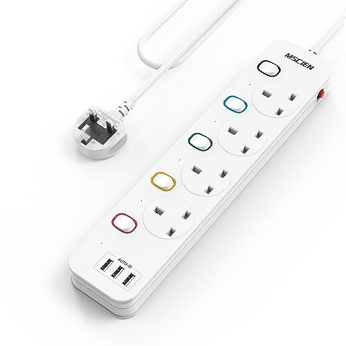 Mscien Extension Lead with USB...ps, 1.8 Meter Cable, 13A/3250W - down 15.01% (£3.00) to £16.99 from £19.99