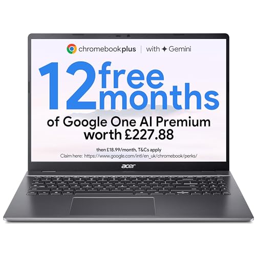 acer Chromebook Plus 516 CB516...cs, 16" WUXGA, Chrome OS, Iron - down 21.51% (£76.73) to £279.99 from £356.72