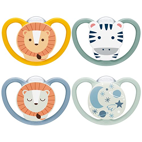 NUK Space Day & Night Baby Dum...icone | Zebra & Lion | 4 Count - down 3.60% (£0.31) to £8.30 from £8.61