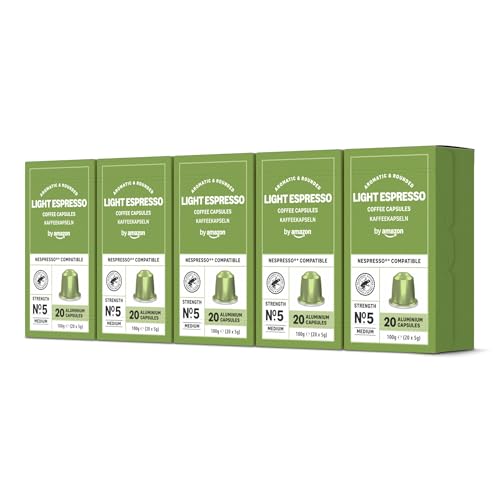 by Amazon Light Espresso Coffe... Nespresso Compatible 100 pack - down 16.84% (£2.76) to £13.63 from £16.39