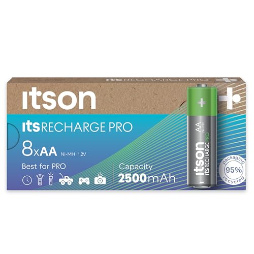 ITSON, AA rechargeable battery...ycled materials, made in Japan - down 10.03% (£1.44) to £12.92 from £14.36