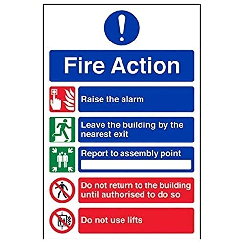 VSafety General Fire Action 5 ...mm x 300mm - 1mm Rigid Plastic - down 19.18% (£0.42) to £1.77 from £2.19