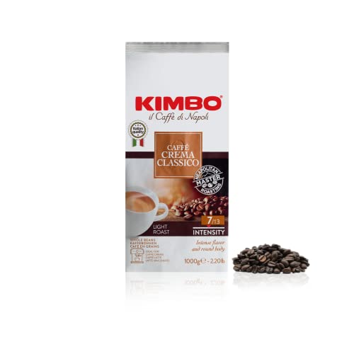 Kimbo Dolce Crema Whole Coffee Beans, Light Roast, 1kg Bag - down 12.22% (£2.50) to £17.95 from £20.45
