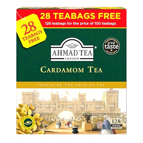 Ahmad Tea Cardamom Black Tea – 128 Tagged Teabags - down 47.08% (£4.44) to £4.99 from £9.43