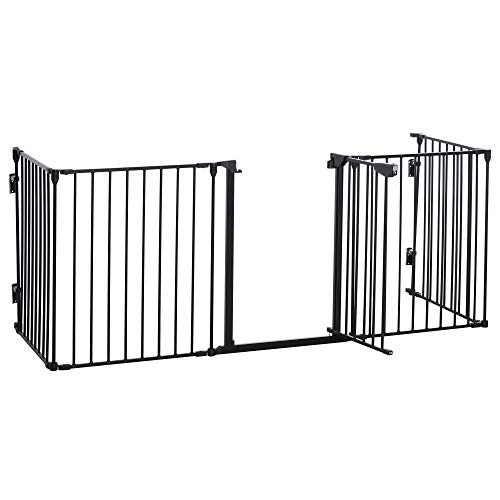PawHut Pet Safety Gate Dog Gate 5 Panels Stair Barrier Black - down 20.50% (£13.32) to £51.67 from £64.99