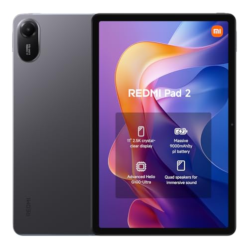 XIAOMI Redmi Pad 2, 8+256GB, Gray, 11" 2.5K crystal-clear display, Massive 9000mAh(typ) battery, Advanced Helio G100-Ultra, Quad speakers for immersive sound (No power adapter included)