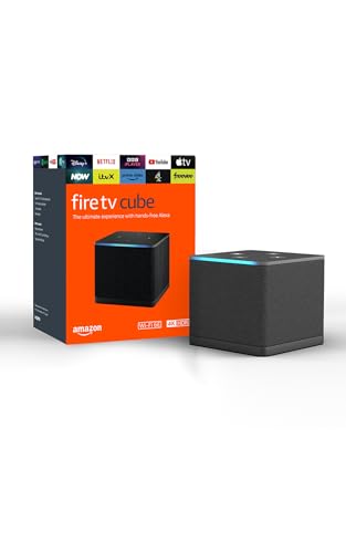 Amazon Fire TV Cube (Newest gen), Hands-free streaming media player with Alexa, Wi-Fi 6E, 4K Ultra HD, find TV programmes faster with Alexa+